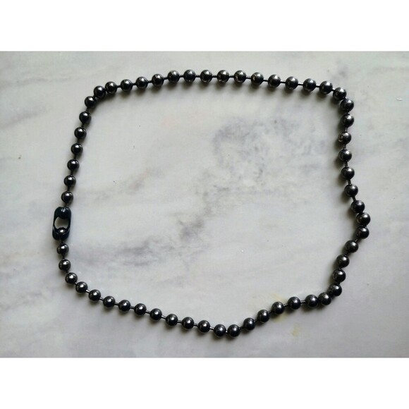 1990s Vintage Black Tone Ball Beads Necklace Choker Distressed Statement Punk - Picture 2 of 6
